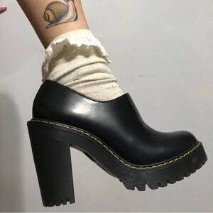 Dr. Martens Women’s Cordelia Retro Mod Black Smooth Leather Heeled Shoes Size 9
